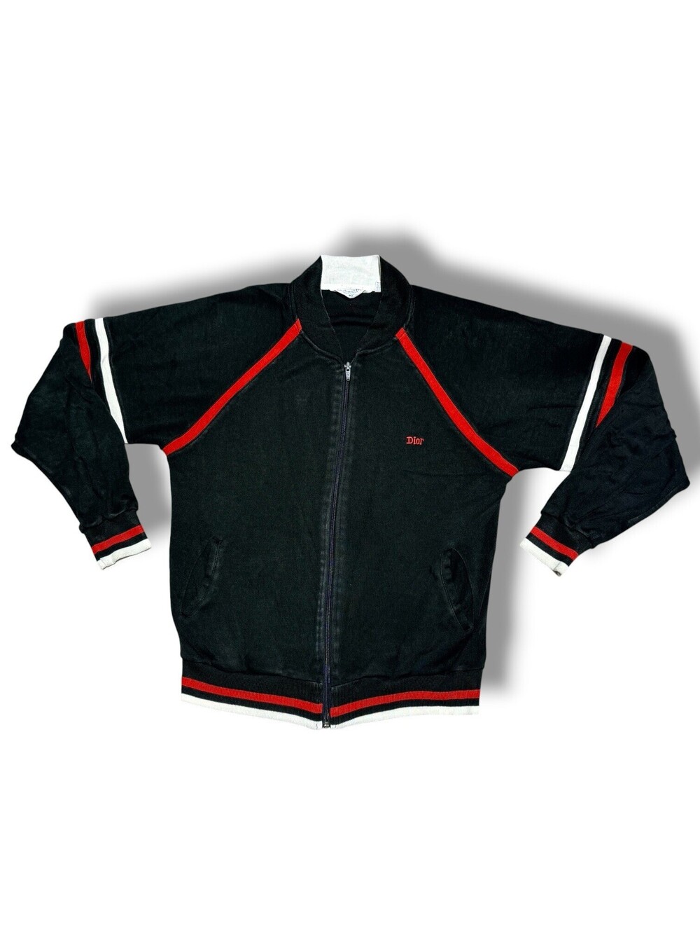 Vintage Christian Dior Monsieur Track Jacket Black Red Full Zip Mens M